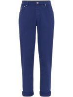 Brunello Cucinelli pantalon chino à logo brodé - Bleu