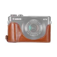 1/4 inch draad PU lederen camera halve Case Base voor Canon G7 X Mark II (bruin)