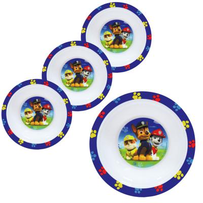 Paw Patrol Ontbijtbordje - 4x stuks - D16 cm - diep bordje - Kunststof - kinderbordjes