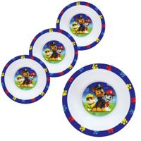 Paw Patrol Ontbijtbordje - 4x stuks - D16 cm - diep bordje - Kunststof - kinderbordjes