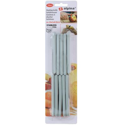 Keukenmesjes / schilmesjes - 10x stuks - RVS - grijs kunststof - 16 cm - Aardappelschilmesjes