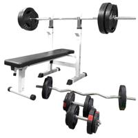 Gorilla Sports Halterbank Wit met 100 kg Halterset - Fitnessbank - Halter met gewichten - Gripper Kunststof - thumbnail