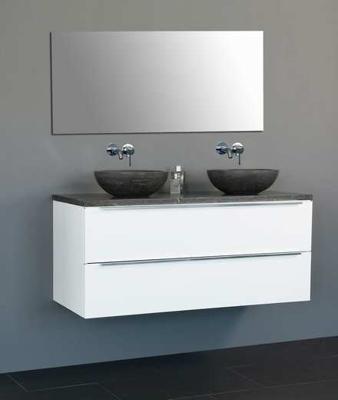 Badmeubel Senza Dynasty met 2 ronde kommen 120 Hoogglans Wit