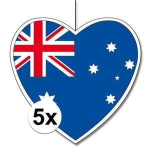 5x Australie hangdecoratie harten 28 cm   -