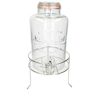 Drankdispenser/limonadedispenser op verhoger - glas - RVS - 8 liter - 18 x 37 cm