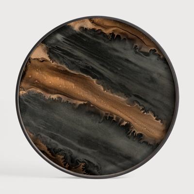 Ethnicraft Rond Dienblad 'Linear Flow' 61cm, kleur Brons