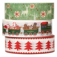 Washi Tape Kerst 3 Rollen, 5mtr.