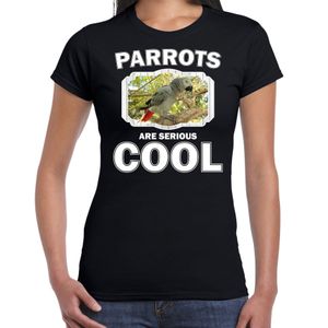 Dieren grijze roodstaart papegaai t-shirt zwart dames - parrots are cool shirt