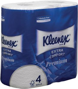 Kleenex toiletpapier Extra Comfort, 4-laags, 160 vel per rol, pak van 4 rollen