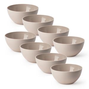 Plasticforte Schaaltjes - 8x stuks - kunststof - kommetjes - dessert/ontbijt - D14 x H6 cm - taupe