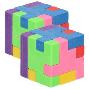 2x stuks voordelige kronkel breinbreker kubus puzzel van 3 x 3 cm