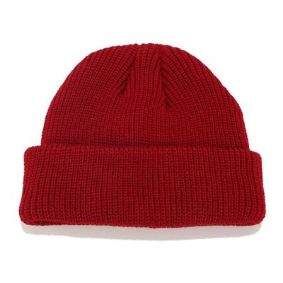 Effen kleuren korte winter brei Skullcap voor mannen/vrouwen maat: M (56-58cm) (rode wijn)