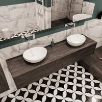 Mondiaz Lush Barco badmeubel eiken Dark brown 180 cm 2 lades mdf 2 waskommen beide zijden zonder kraangat