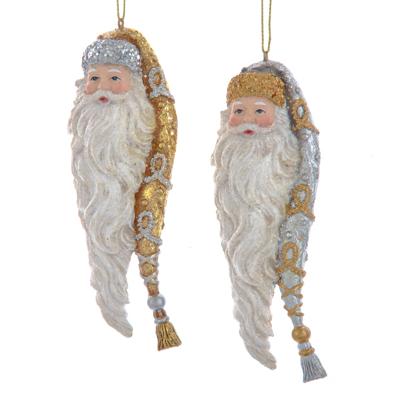 Ornament plastic santa hoofd l12cm goud - Kurt s adler