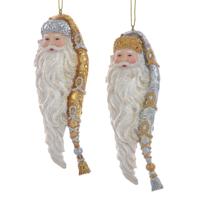 Ornament plastic santa hoofd l12cm goud - Kurt s adler
