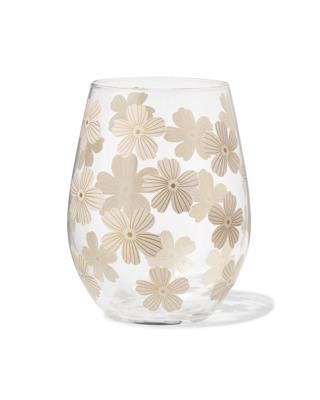 HEMA Glas 550ml Bloemen (beige)