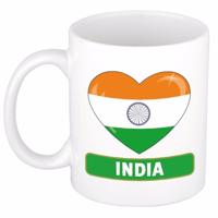 Hartjes vlag India koffiemok - drink beker - white - 300 ml - supporters