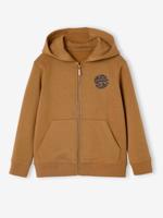 Jongenssweater met rits en capuchon Basics pecannoot