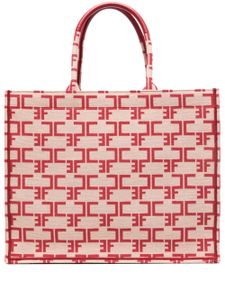 Elisabetta Franchi sac cabas en cuir à logo en jacquard - Rose