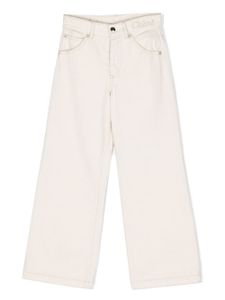 Chloé Kids jean ample à logo brodé - Blanc