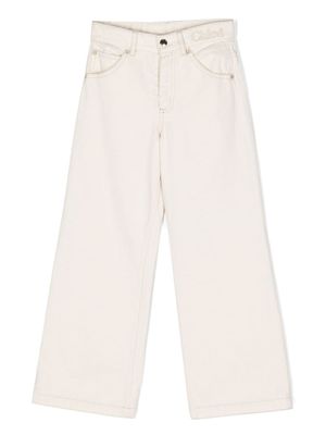 Chloé Kids jean ample à logo brodé - Blanc