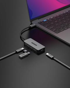 Sitecom CN-5014 interface hub USB 3.2 Gen 1 (3.1 Gen 1) Type-A 10000 Mbit/s Zwart, Grijs