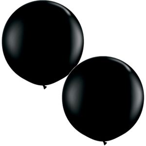 2x stuks qualatex mega ballon 90 cm diameter zwart