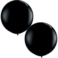 2x stuks qualatex mega ballon 90 cm diameter zwart - thumbnail