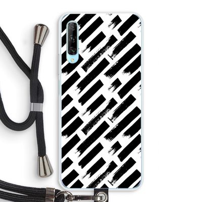 Zwarte vegen: Huawei P Smart Pro Transparant Hoesje met koord