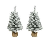 2x stuks kunstboom/kunst kerstboom met sneeuw 75 cm kerstversiering