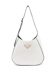 Prada sac porté épaule en cuir à logo triangulaire - Blanc