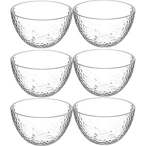 Set van 6x stuks Gourmet kommetje/serveer schaaltjes - relief kunststof - D14 cm - Saladeschalen