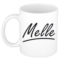 Naam cadeau mok / beker Melle met sierlijke letters 300 ml   - - thumbnail