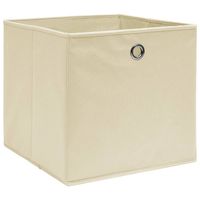 The Living Store Opvouwbare Opbergboxen - Nonwoven Stof - 28x28x28 cm - Crème - 4 stuks