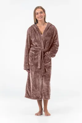 Gaubert lange dames badjas fleece - Capuchon - Warme winter ochtendjas - Badjassen dames - Copy - Copy