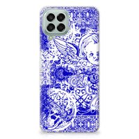 Silicone Back Case Samsung Galaxy M33 Angel Skull Blauw