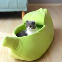 Creatieve kennel banaan vorm Kattenbakvulling winter warm huisdier nest maat: S (groen)