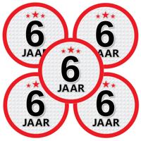 6 jaar leeftijd sticker - 5x - rond - Dia 15 cm - 6 jaar verjaardag - jubileum - leeftijd versiering