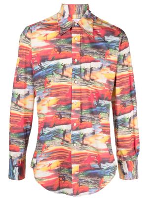 ERL chemise en coton à imprimé graphique - Rouge