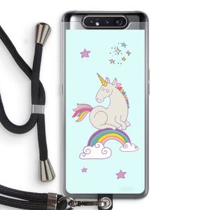 Regenboog eenhoorn: Samsung Galaxy A80 Transparant Hoesje met koord