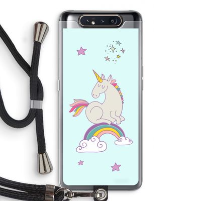 Regenboog eenhoorn: Samsung Galaxy A80 Transparant Hoesje met koord