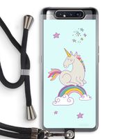 Regenboog eenhoorn: Samsung Galaxy A80 Transparant Hoesje met koord