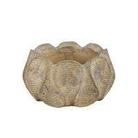 PTMD Waxy Brown cement pot wavy rib pattern round low L - thumbnail