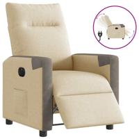 Fauteuil verstelbaar elektrisch stof crèmekleurig