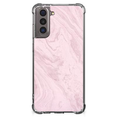 Samsung Galaxy S21 Anti-Shock Hoesje Marble Pink - Origineel Cadeau Vriendin Samsung Galaxy S21 Anti-Shock Hoesje Marble Pink - Origineel Cadeau Vriendin