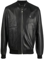 Philipp Plein veste bomber en cuir à patch logo - Noir - thumbnail