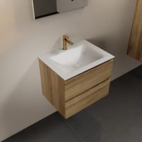 Mondiaz Aivy 60 cm badmeubelset chai - met wastafel talc 1 kraangat met spiegel