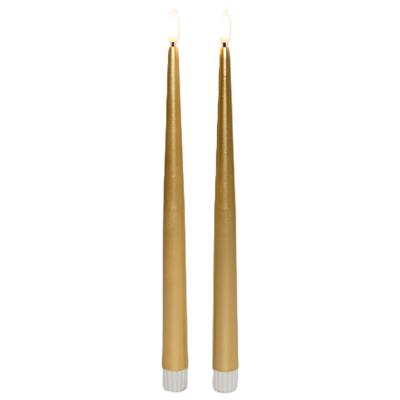 Anna's Collection Lange LED dinerkaarsen - 2x st - goud - 30 cm - met afstandsbediening