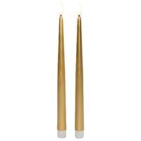 Anna's Collection Lange LED dinerkaarsen - 2x st - goud - 30 cm - met afstandsbediening