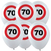 Verjaardagfeest leeftijd ballon - 70 jaar - 36x stuks - thema leeftijd stopbord